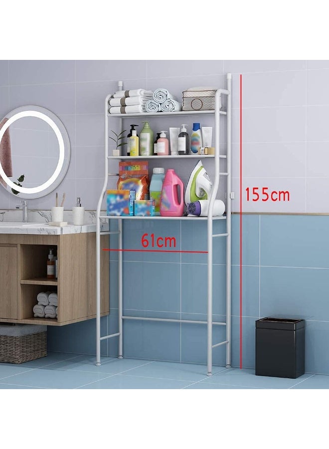 كيمايا رف تخزين موفر للمساحة بثلاثة أرفف للحمام، يُعلق فوق المرحاض، حامل زاوية للحمام، ملحقات تنظيم التخزين، الغسالة، رف عمودي للحمام (رف الغسالة) - Image 2